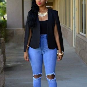 ALL BLACK CAPE BLAZER